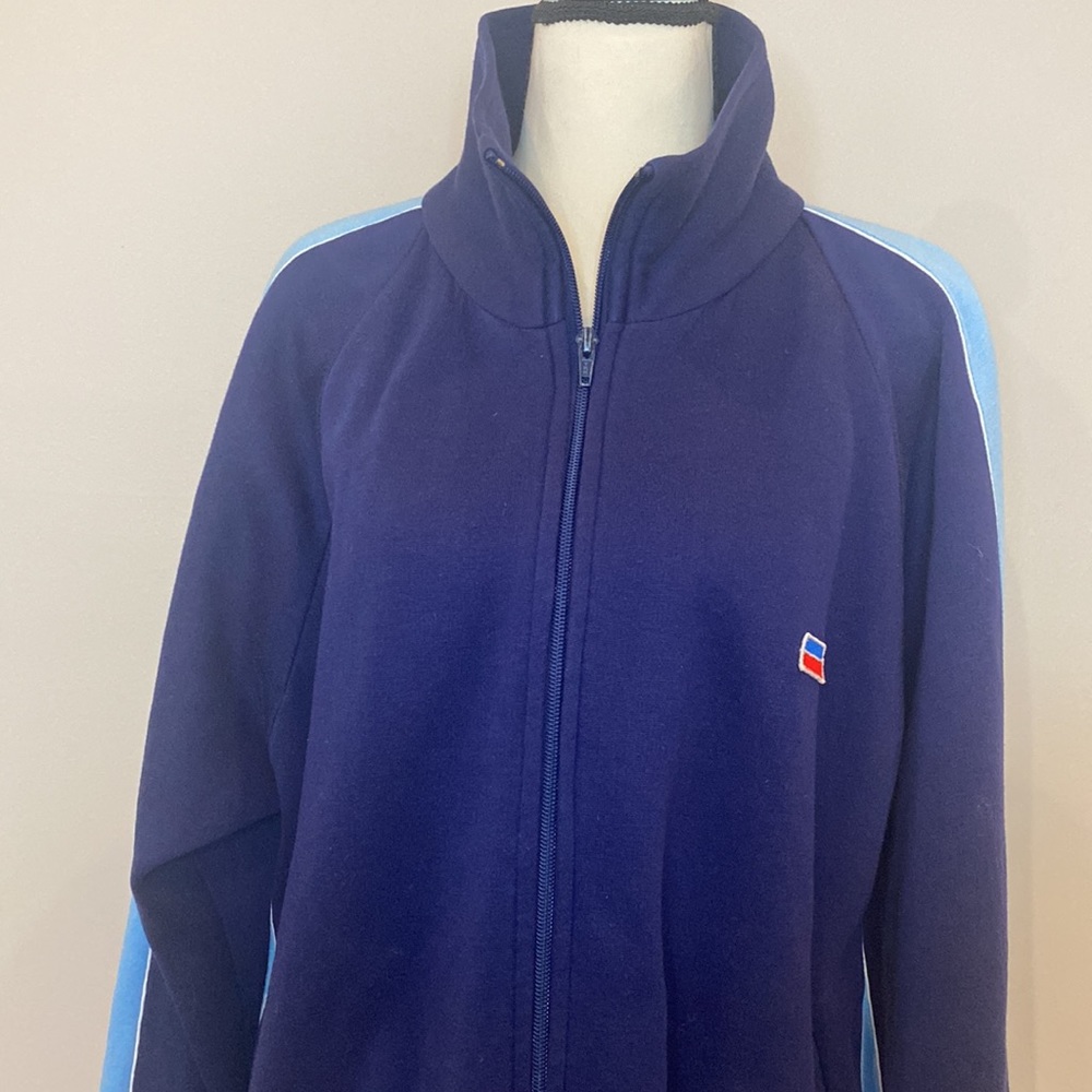 Vintage Womens vintage track jacket zip front hand pockets blue